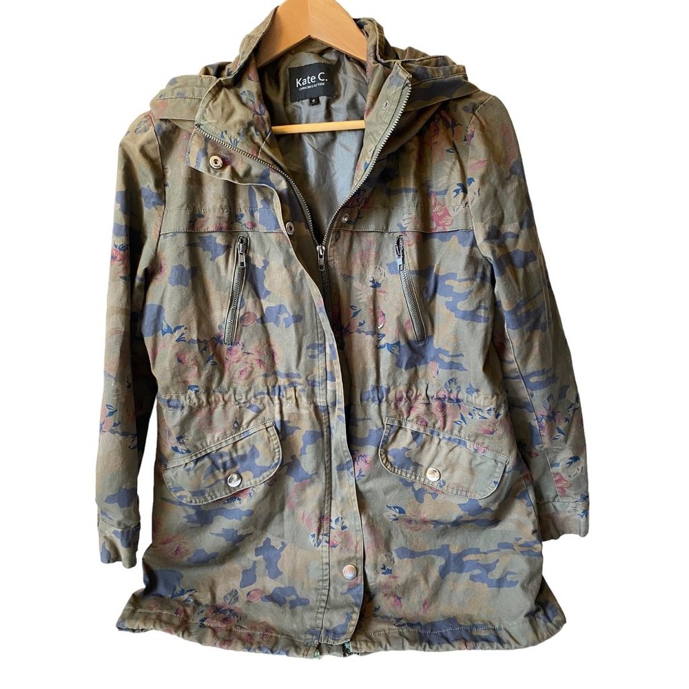 Kate C. Collections by Kate Floral Camo Anorak Utility Jacket Green Small